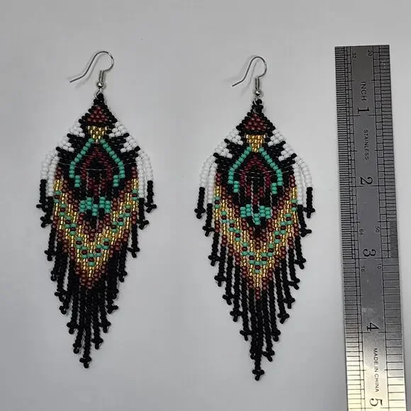 Drumming To The Beat Boho Beaded Earrings - Picture 5 of 7